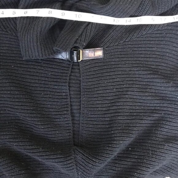 Olsen Open Cotton Leather Faux Cardigan Jacket Sweater Buckle Knit Ribbed Knit L - Picture 11 of 13